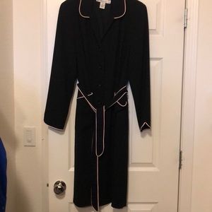 Black button up dress.